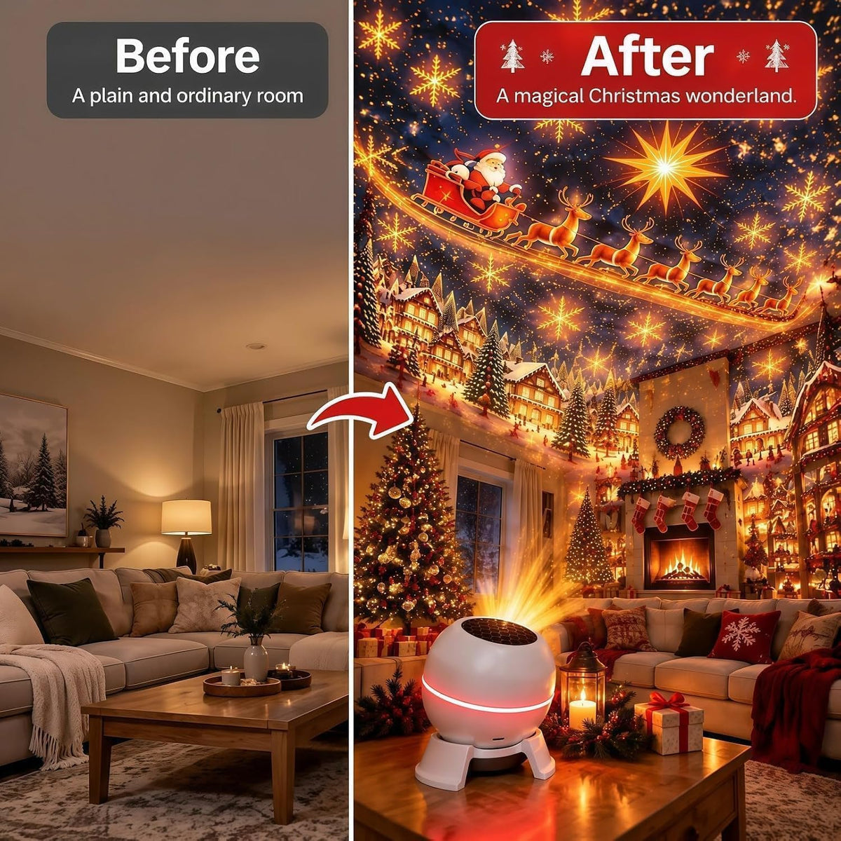 Veilleuse projecteur de Noël HD