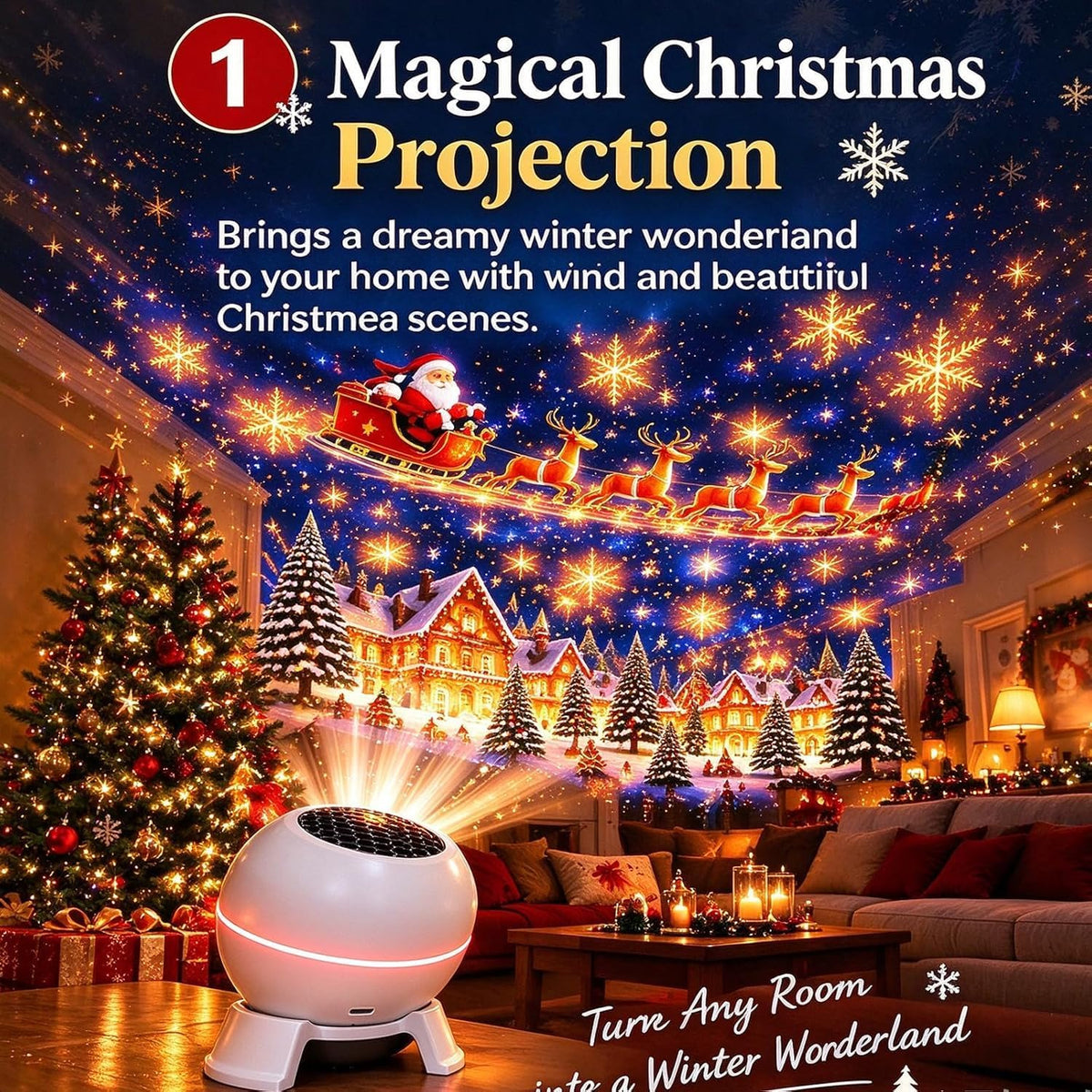 Veilleuse projecteur de Noël HD